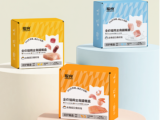 宠物包装设计 | 猫粮/猫罐头/猫用主食餐盒包装设计