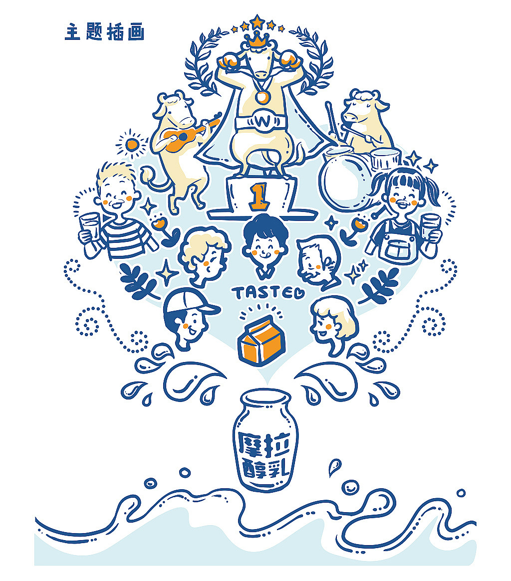 壮和/摩拉醇乳 水牛奶品牌系列插画