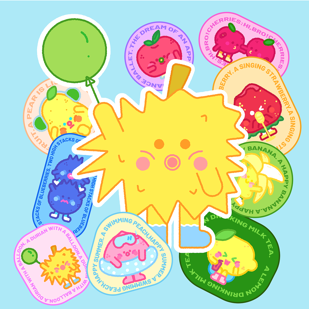 可爱的水果小贴纸