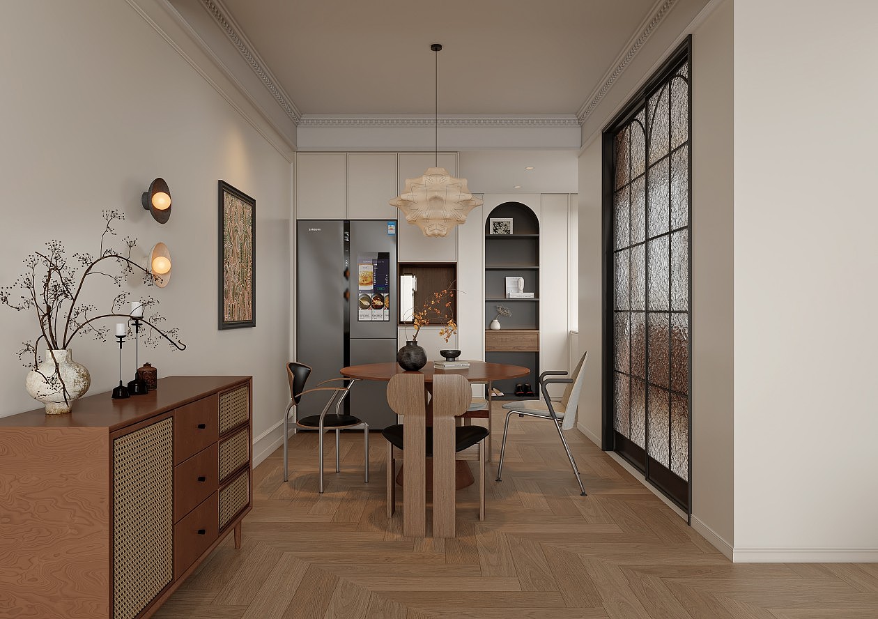 法式复古风客餐厅效果图表现