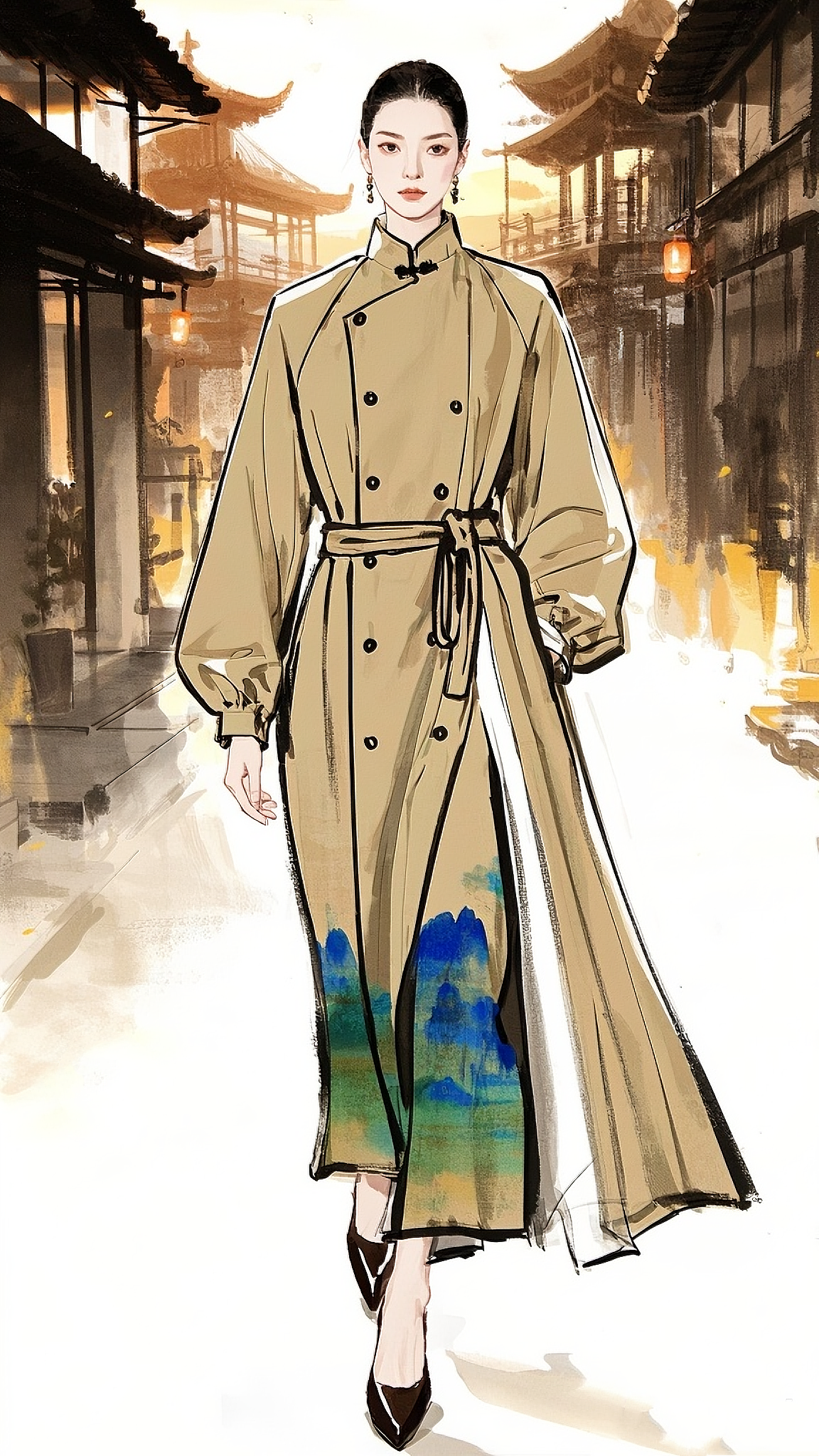 青言青语艺术家合作款风衣（图ZMzkxNjc4NzQ0） - 正装/礼服 - 站酷设计师设计狮Summer原创素材 - 站酷ZCOOL