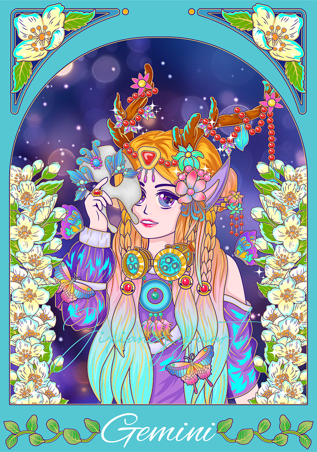 致敬穆夏——十二星座花神插画(图ZMzkxNjg2NTc2) - 商业插画 - 站酷设计师吉祥鱼原创素材 - 站酷ZCOOL