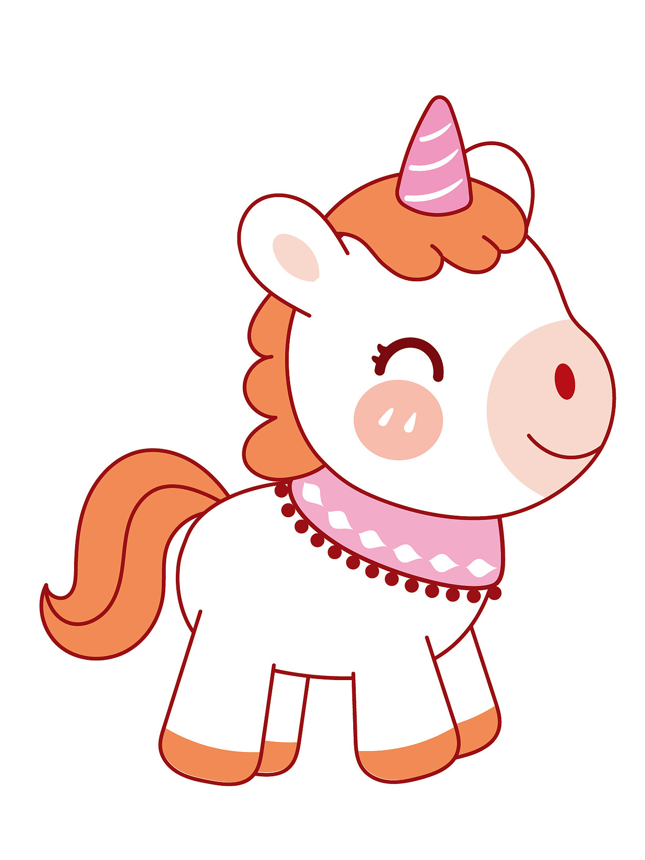 快乐小马卡通可爱插画马年快乐IP吉祥物