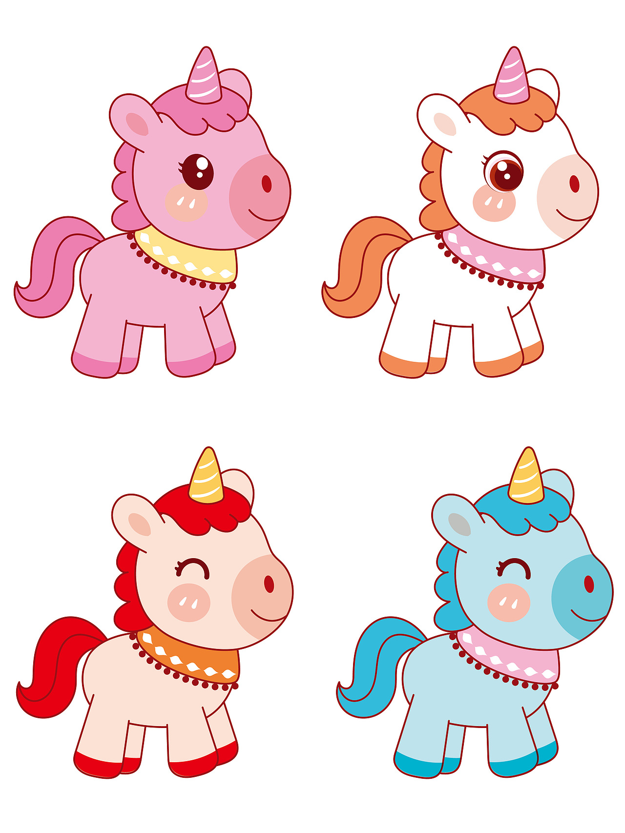 快乐小马卡通可爱插画马年快乐IP吉祥物