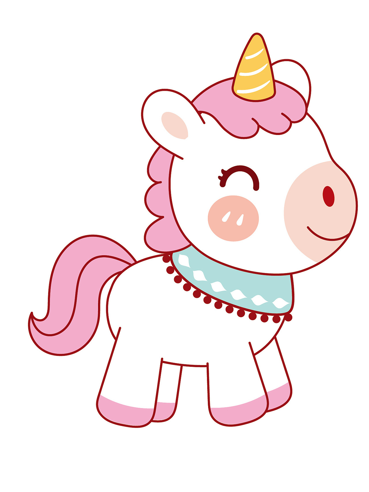 快乐小马卡通可爱插画马年快乐IP吉祥物