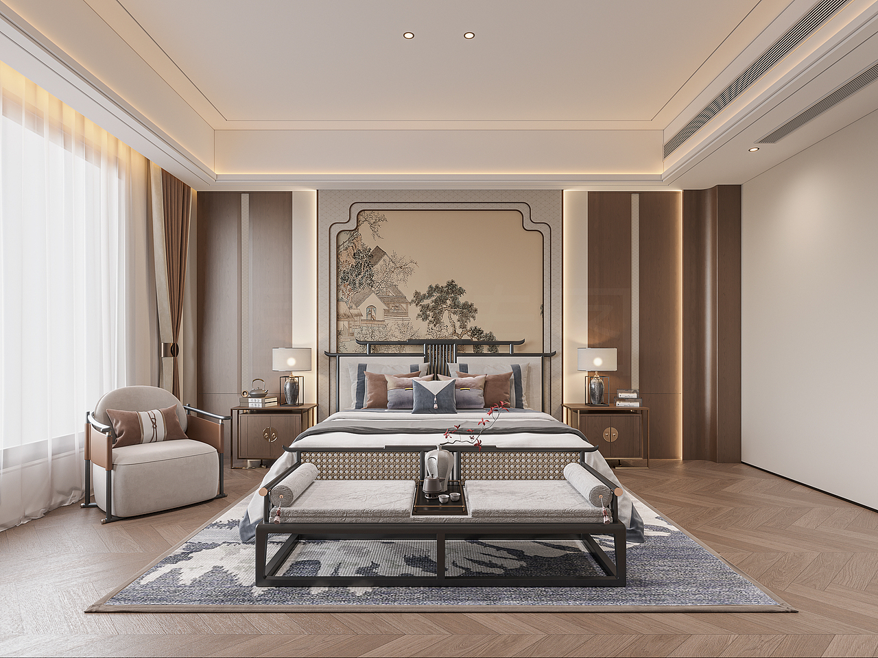 新中式别墅 效果图（图ZMzkxNzM3NTE2） - 家装设计 - 站酷设计师Z566118354原创素材 - 站酷ZCOOL