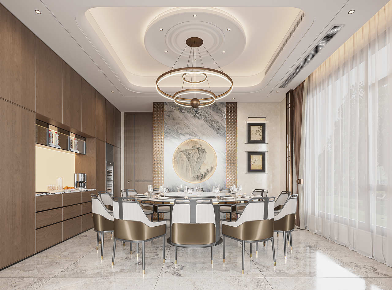 新中式别墅 效果图