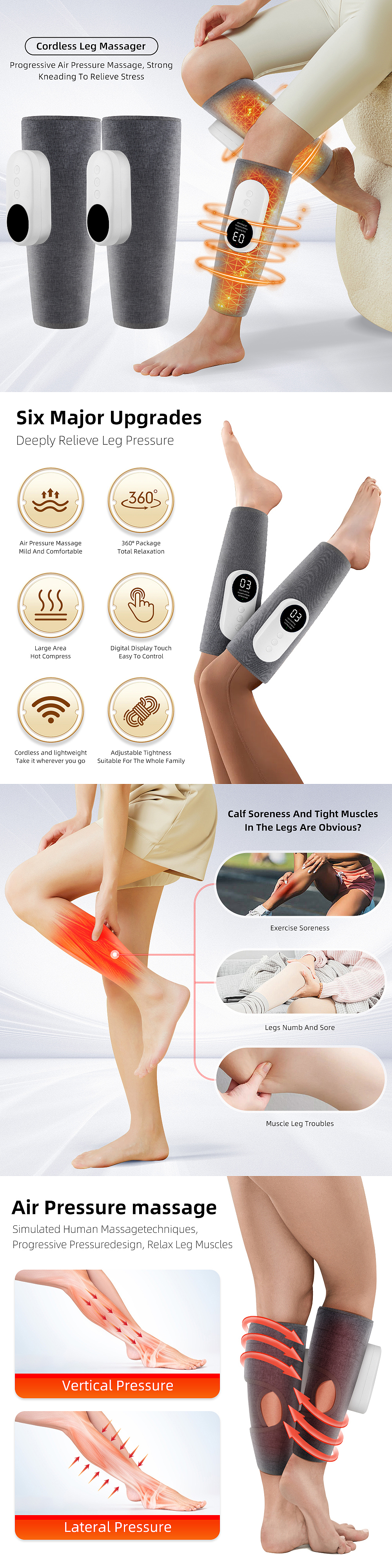 红光理疗腿部按摩仪 速卖通/亚马逊 详情主图