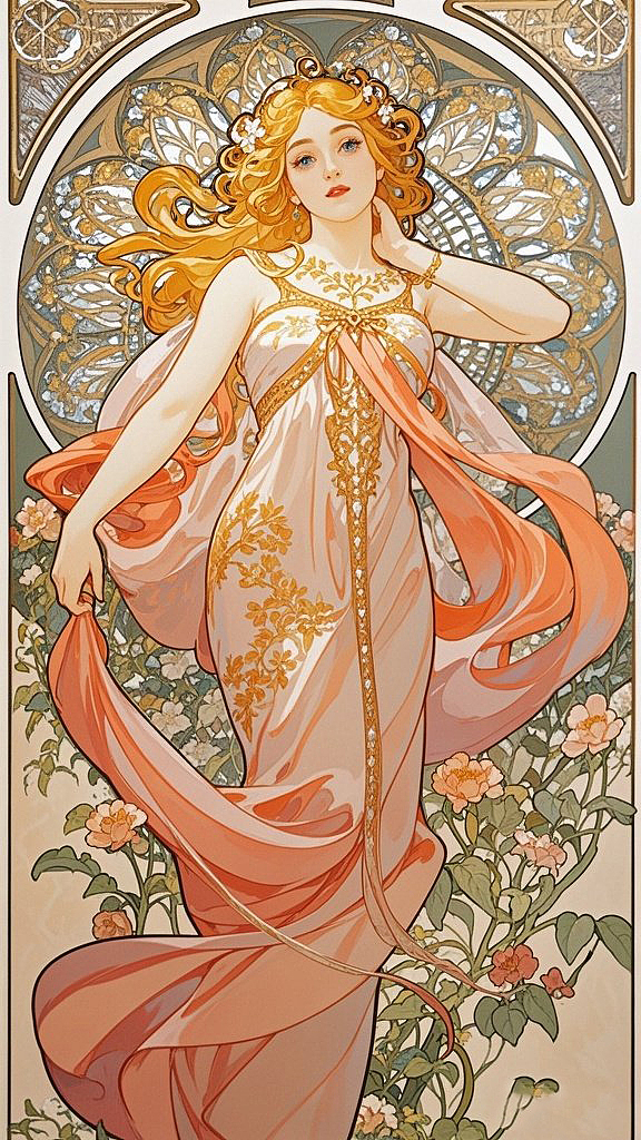 致敬穆夏——春夏秋冬（图ZMzkxNzQ5MzI4） - AI作品 - 站酷设计师瑶瑶小P原创素材 - 站酷ZCOOL