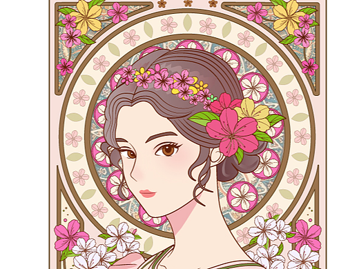 致敬慕夏 花与女孩