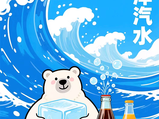 北冰洋饮料插画海报（AI作品）