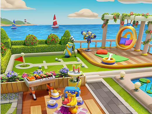 欧美卡通场景-露天花园