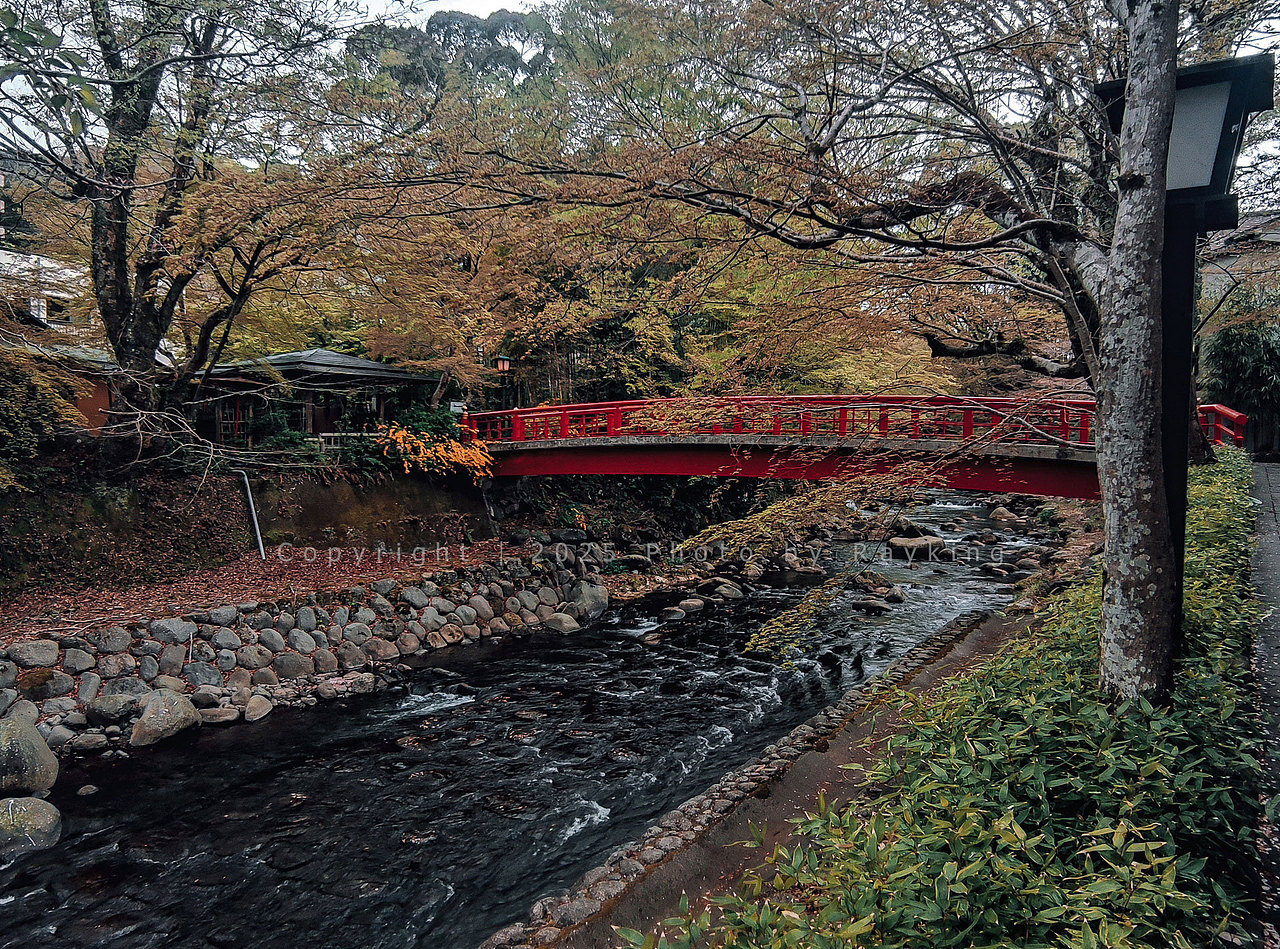 桂桥，修善寺的桂川之上有很多这种小桥，红色的桥体在绿树掩映下非常漂亮