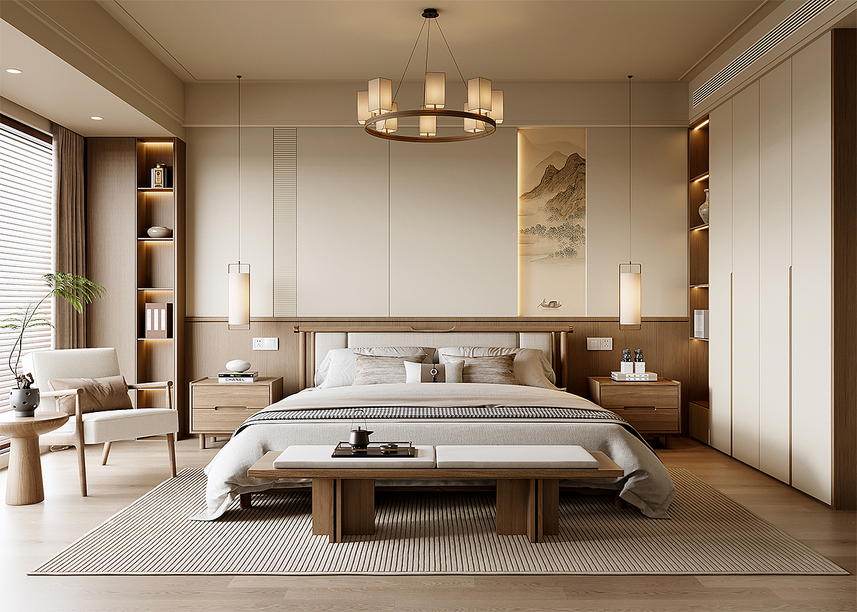 宋氏中古风卧室效果图表现