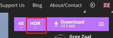 下载时记得格式要选择HDR格式