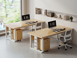 原木色單人辦公桌-電商圖