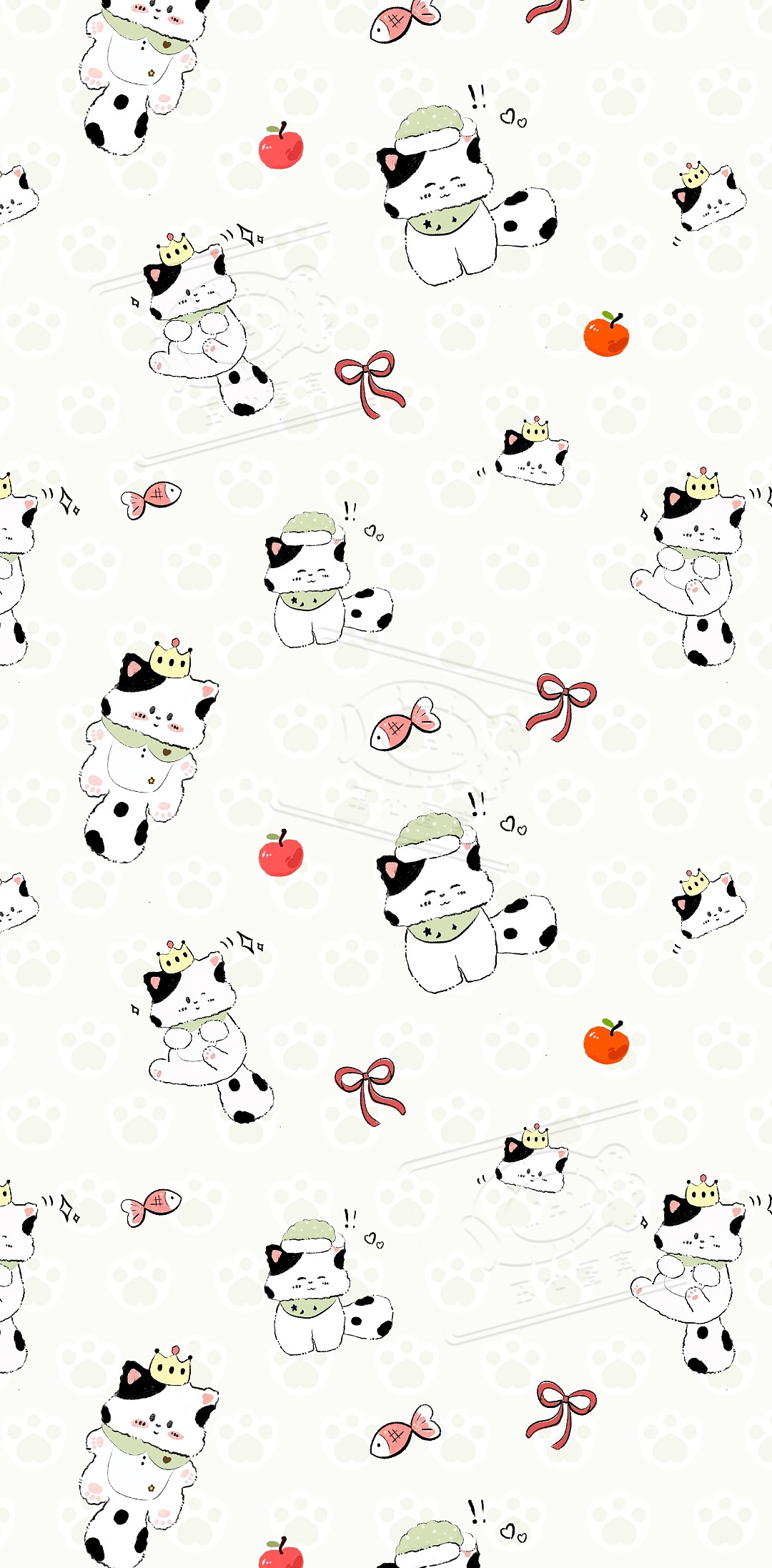 Procreate 晚安女王猫咪 四方连续图样