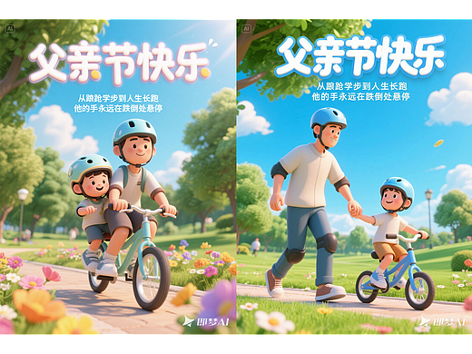 AIGC~【父爱如山，即梦献礼】父亲节电商设计创意海报 