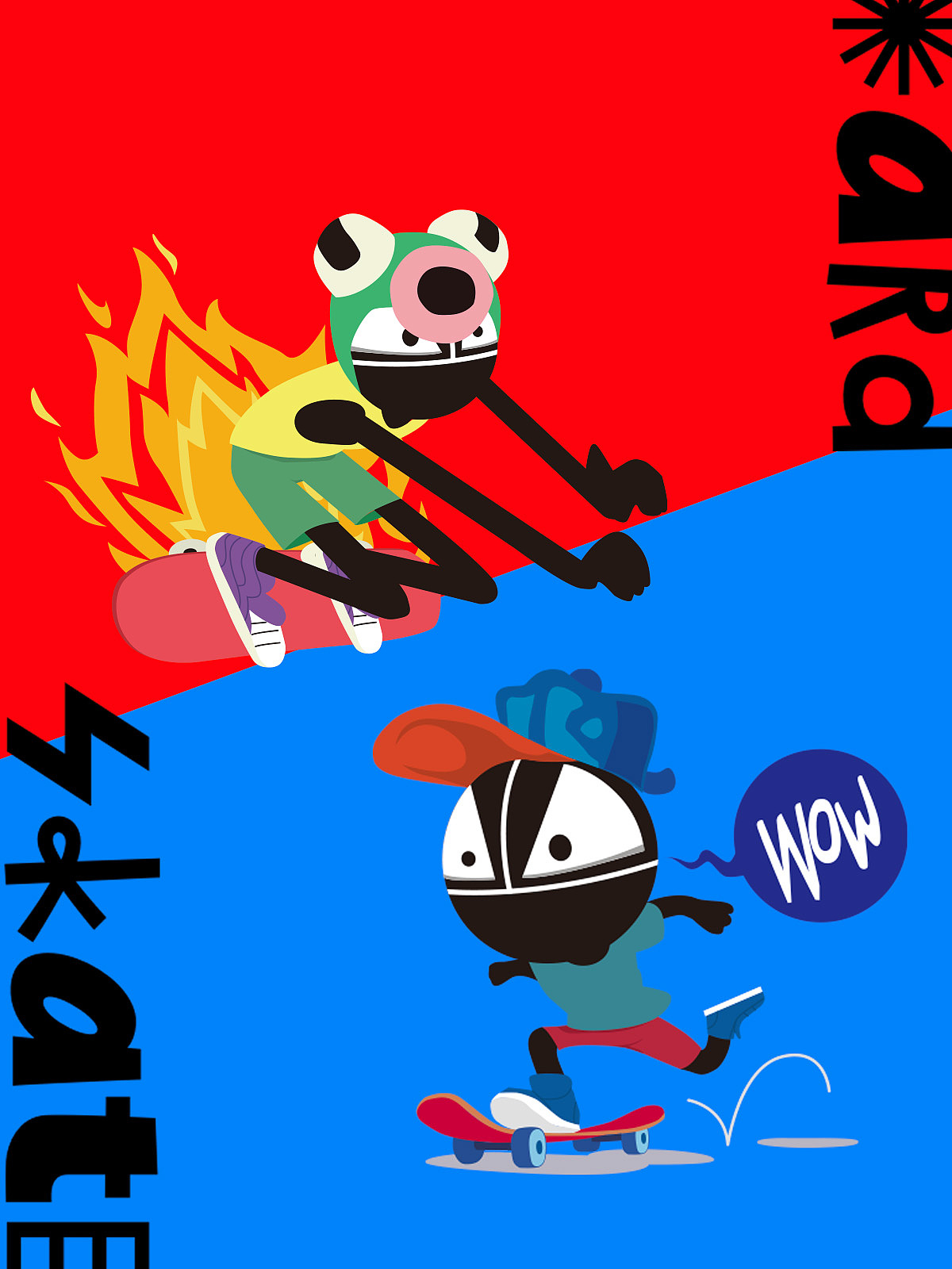 滑板小黑胖子（图ZMzkxOTM1MzI4） - IP形象 - 站酷设计师哈普都原创素材 - 站酷ZCOOL