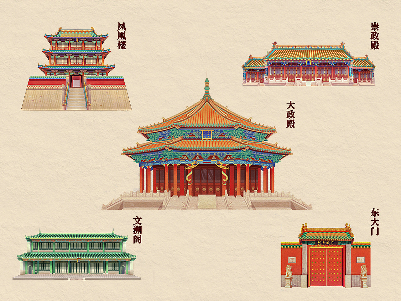 文创插画 | 沈阳故宫古建筑合集
