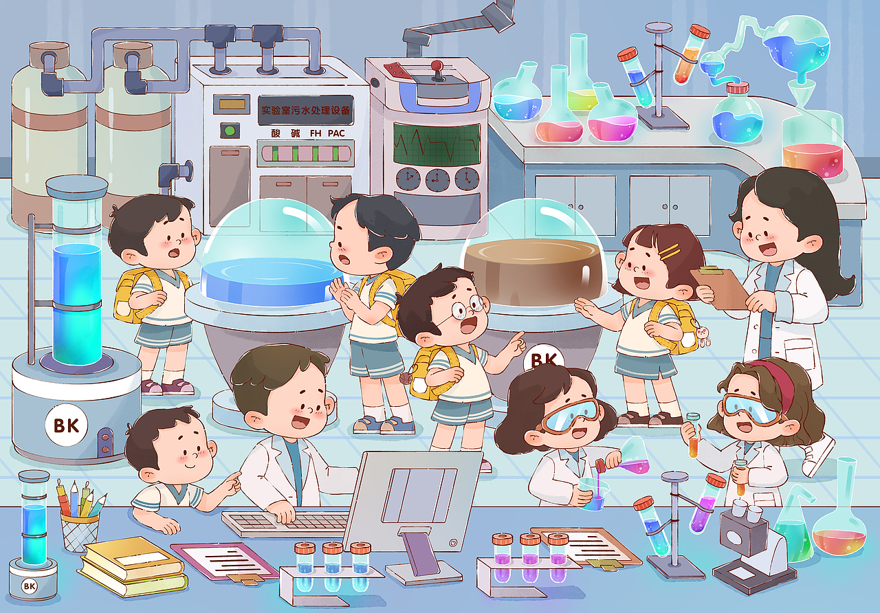 原创进阶儿插拼图-科学实验室 小朋友做实验 研习科研