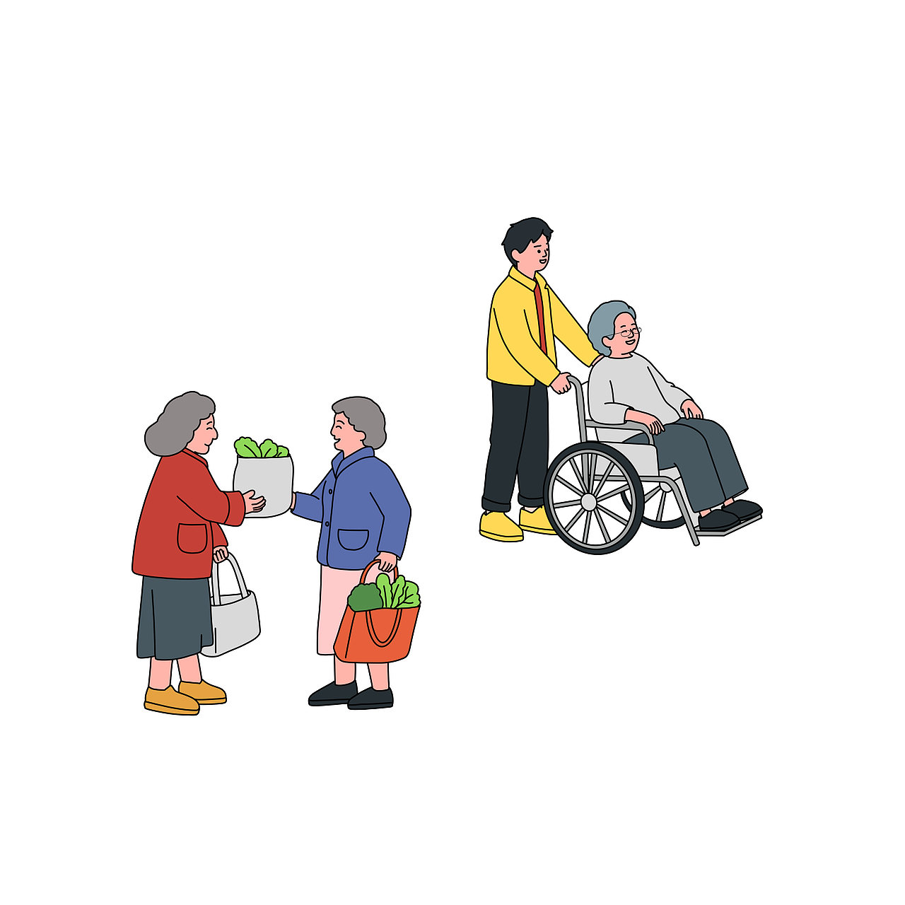 社区卡通手绘责任邻里和谐宣传册海报插画