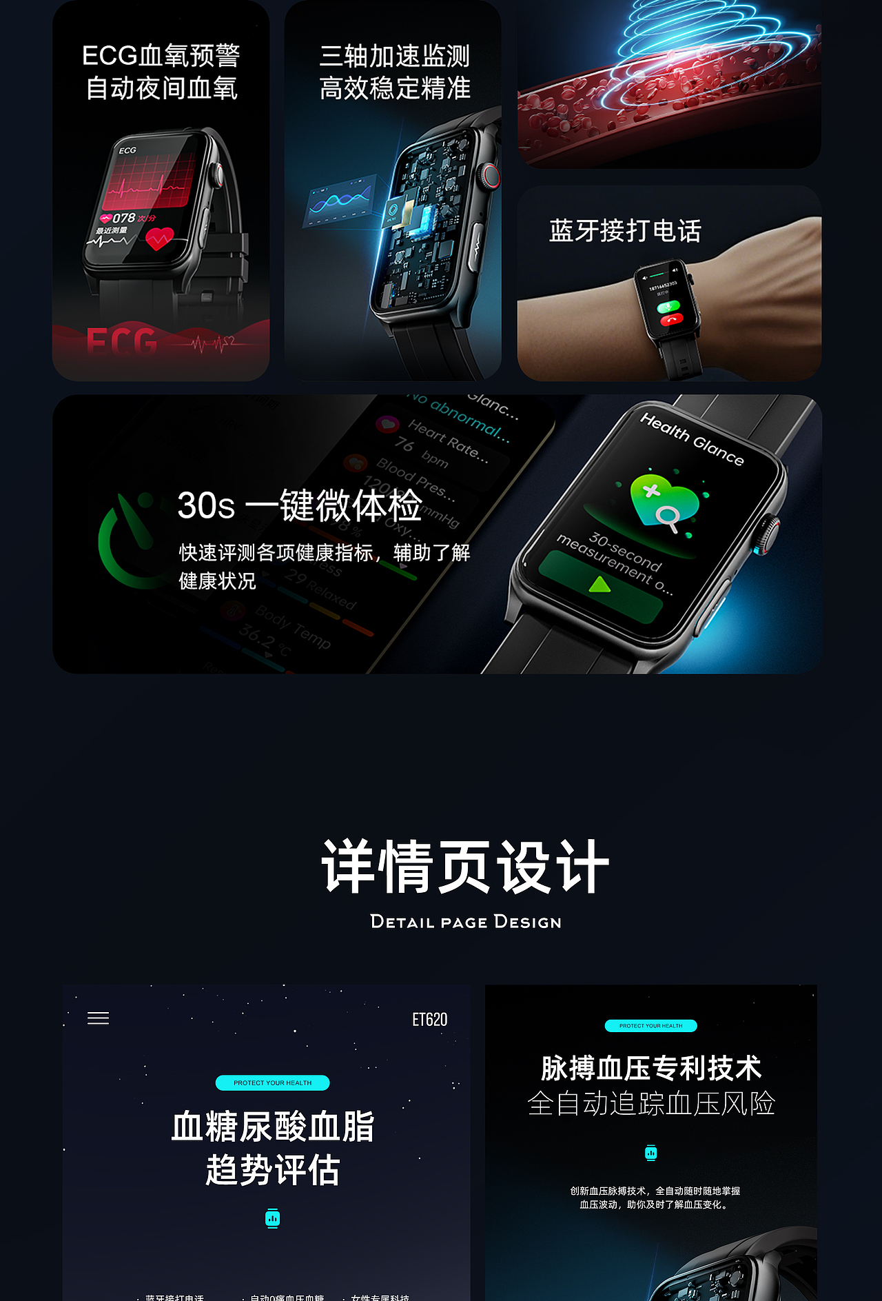 智能手环手表详情页设计数码3C产品建模渲染电商亚马逊