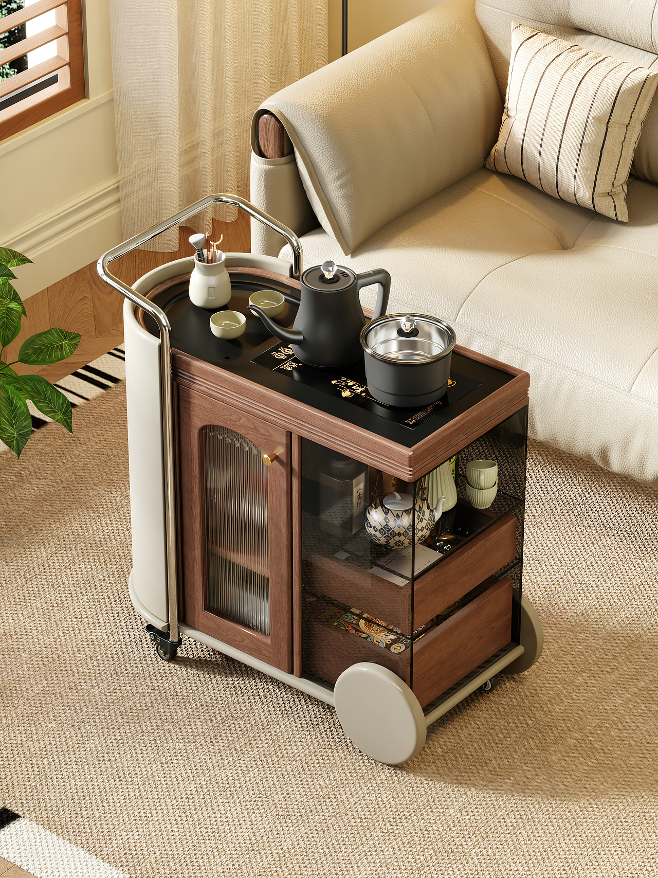 黑胡桃实木移动茶几（图ZMzkyMDE1MjAw） - 家装设计 - 站酷设计师姜哮白原创素材 - 站酷ZCOOL