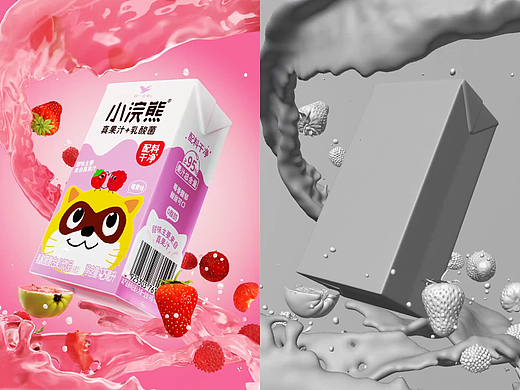 “统一”小浣熊乳酸菌_C4D动画