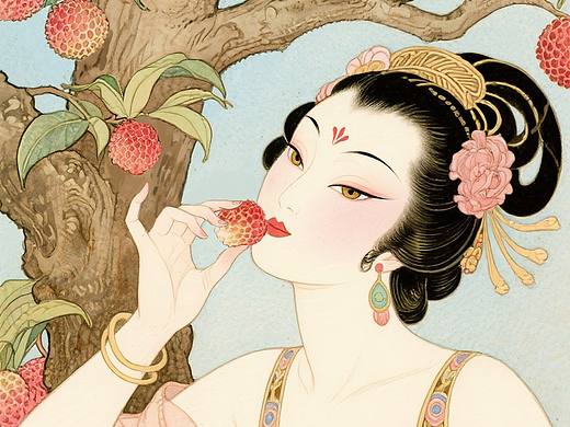 夏日果缤纷系列-荔枝气泡饮广告插画