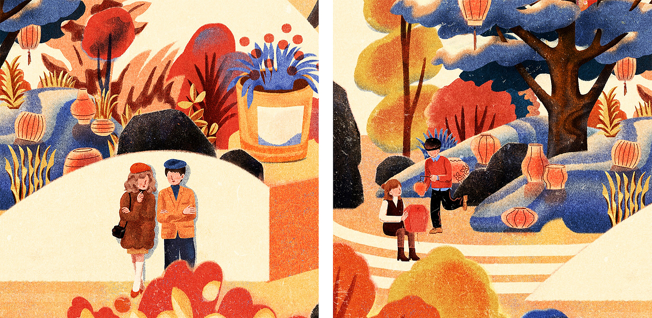 给野兽派 little b画的龙龙日落City Walk（图ZMzkyMDc3OTA0） - 商业插画 - 站酷设计师刘祉君JaneLiu原创素材 - 站酷ZCOOL