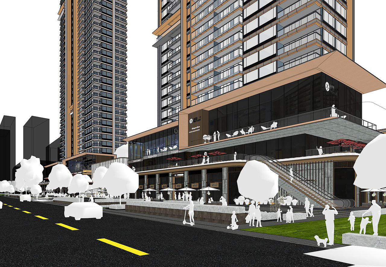 武汉城建集团住宅+商业街SU模型下载