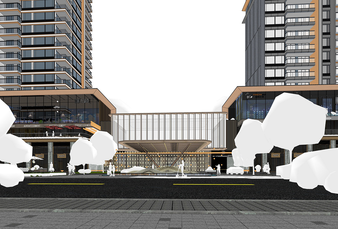 武汉城建集团住宅+商业街SU模型下载