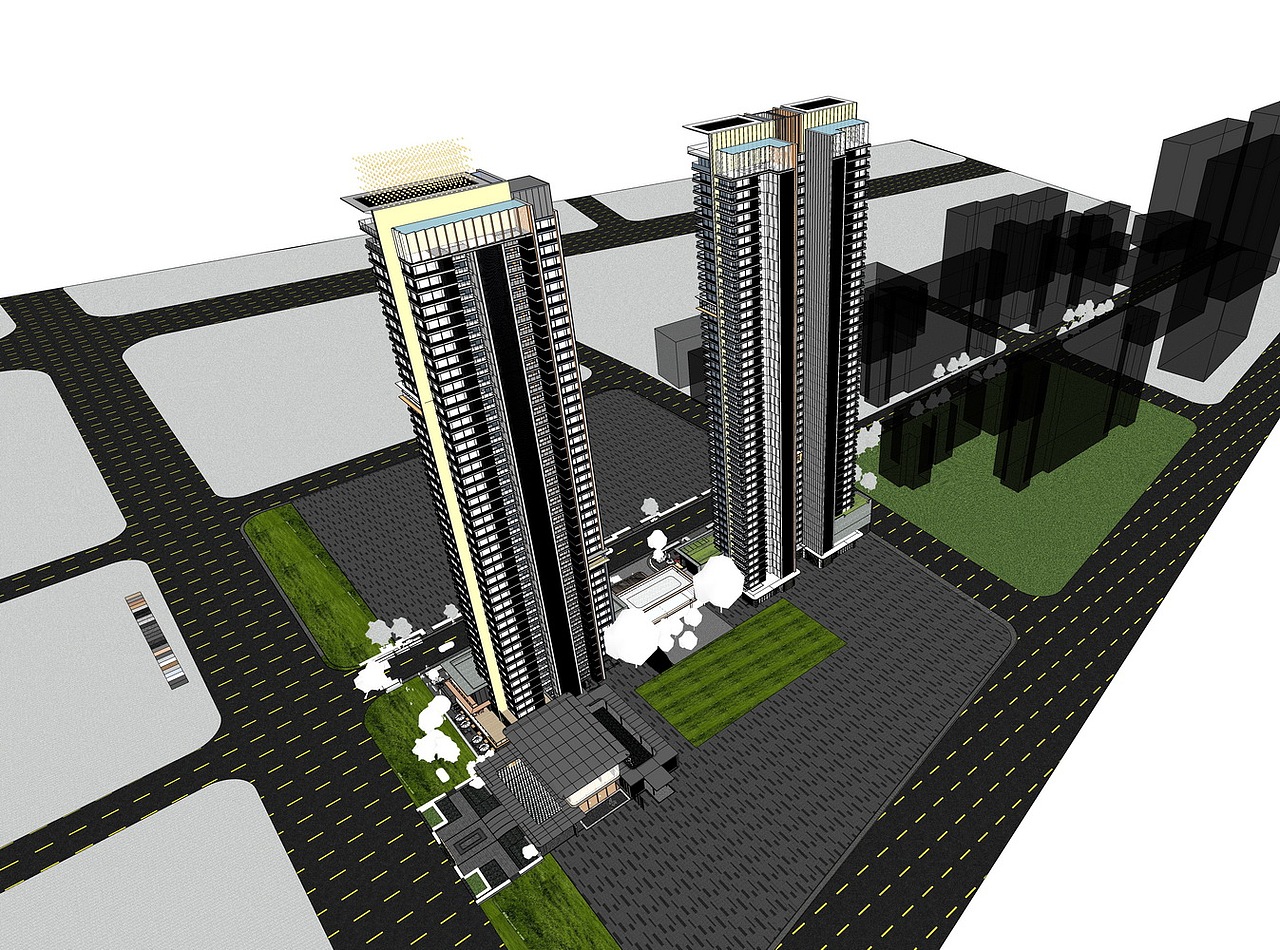 武汉城建集团住宅+商业街SU模型下载