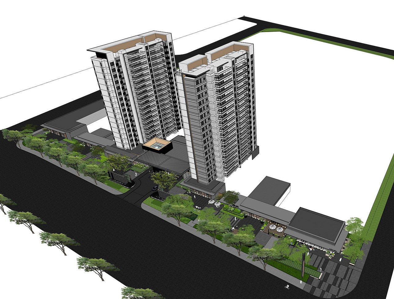 东原徐州铜山商业街景观SU模型下载