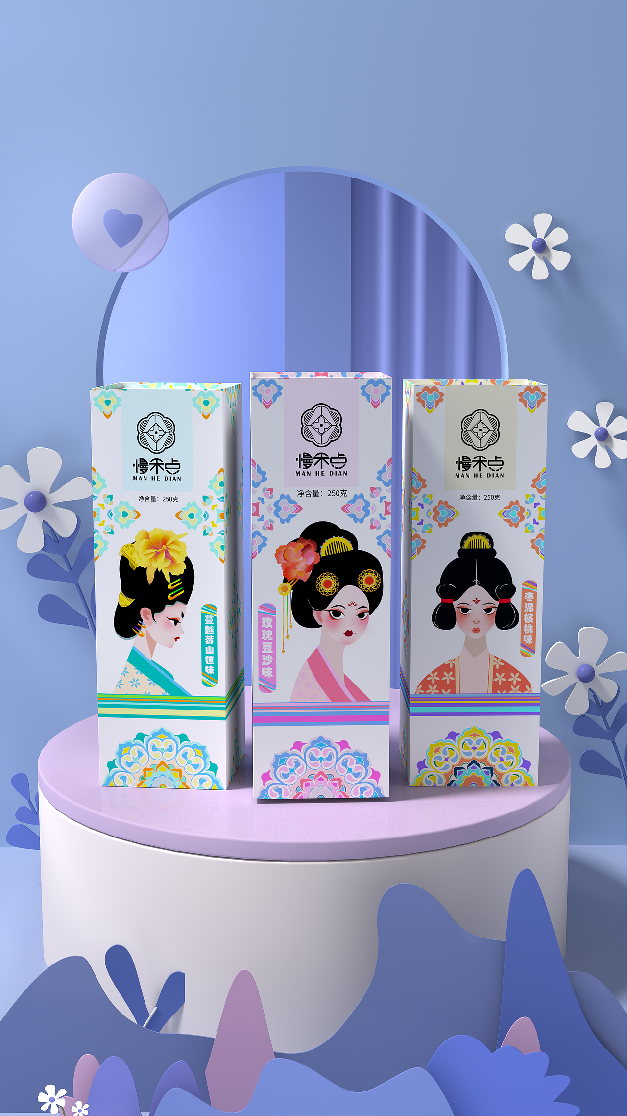 唐代花纹为灵感——贵妃饼包装