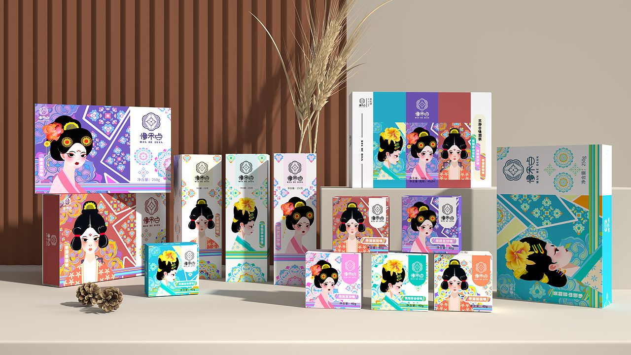 唐代花纹为灵感——贵妃饼包装