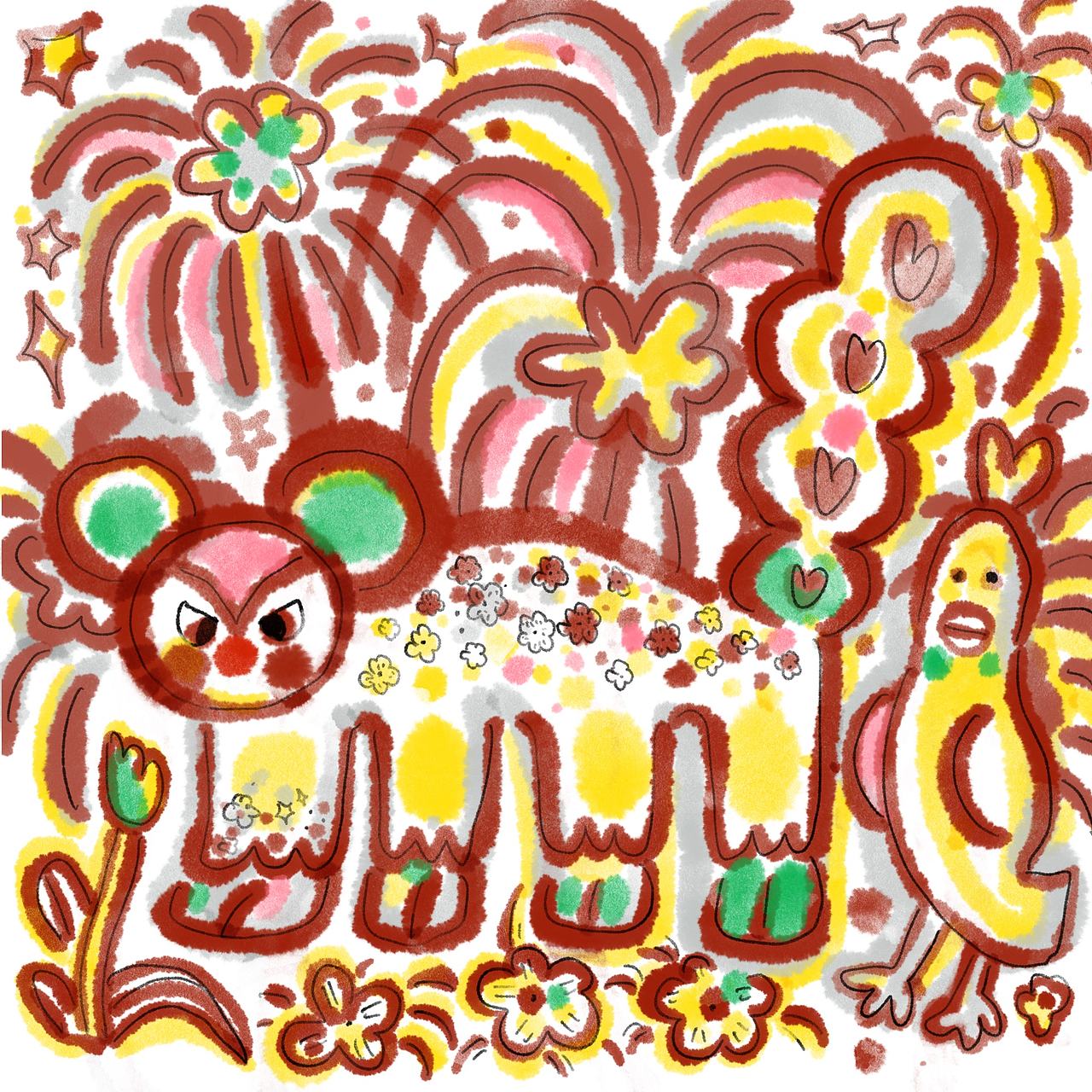 摇滚郁金香和他的暴躁朋友们（图ZMzkyMDk5NjQ4） - 艺术插画 - 站酷设计师虫小猛猛原创素材 - 站酷ZCOOL