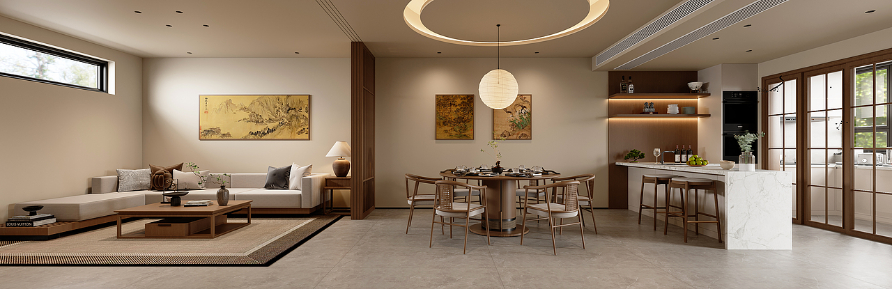 现代中式挑空别墅