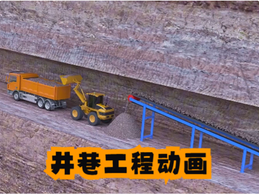 井巷工程竖井施工及辅助斜坡道施工动画