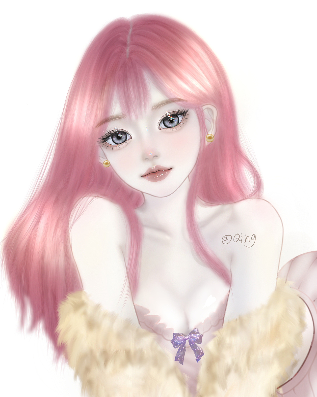 插画粉色系头像