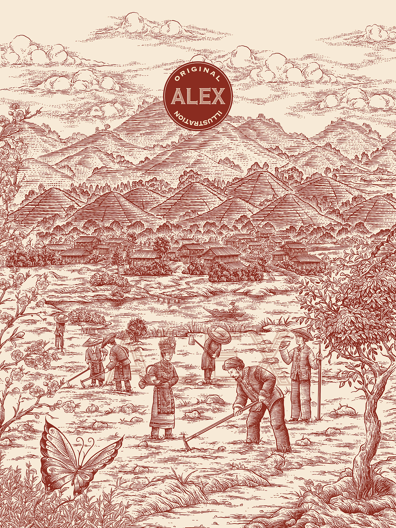 原创插画 | 黄金茶长卷（图ZMzkyMTUzMzk2） - 商业插画 - 站酷设计师花椒的Alex原创素材 - 站酷ZCOOL
