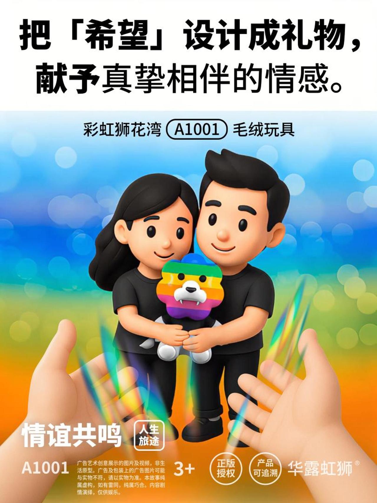 情谊共鸣:把「希望」设计成礼物,献予真挚相伴的情感,「彩虹狮花湾」毛绒玩具