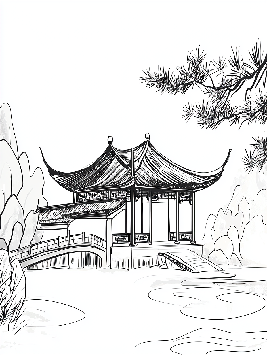 MJ黑白线稿 | 手绘线描 | 古典建筑（图ZMzkyMjI2NTcy） - 艺术插画 - 站酷设计师贝拉学AI原创素材 - 站酷ZCOOL