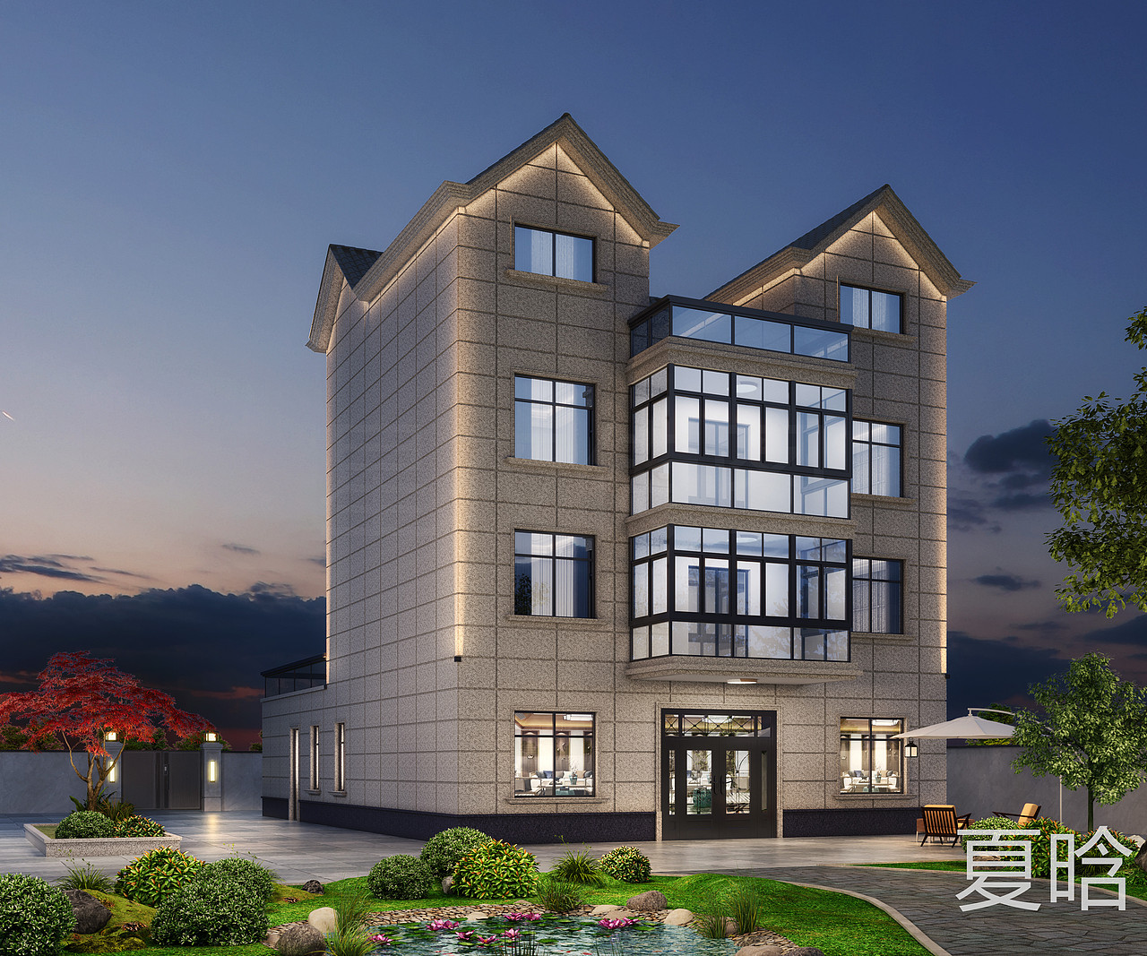 别墅透视 室外（图ZMzkyMjI3NDEy） - 建筑设计 - 站酷设计师夏晗12原创素材 - 站酷ZCOOL