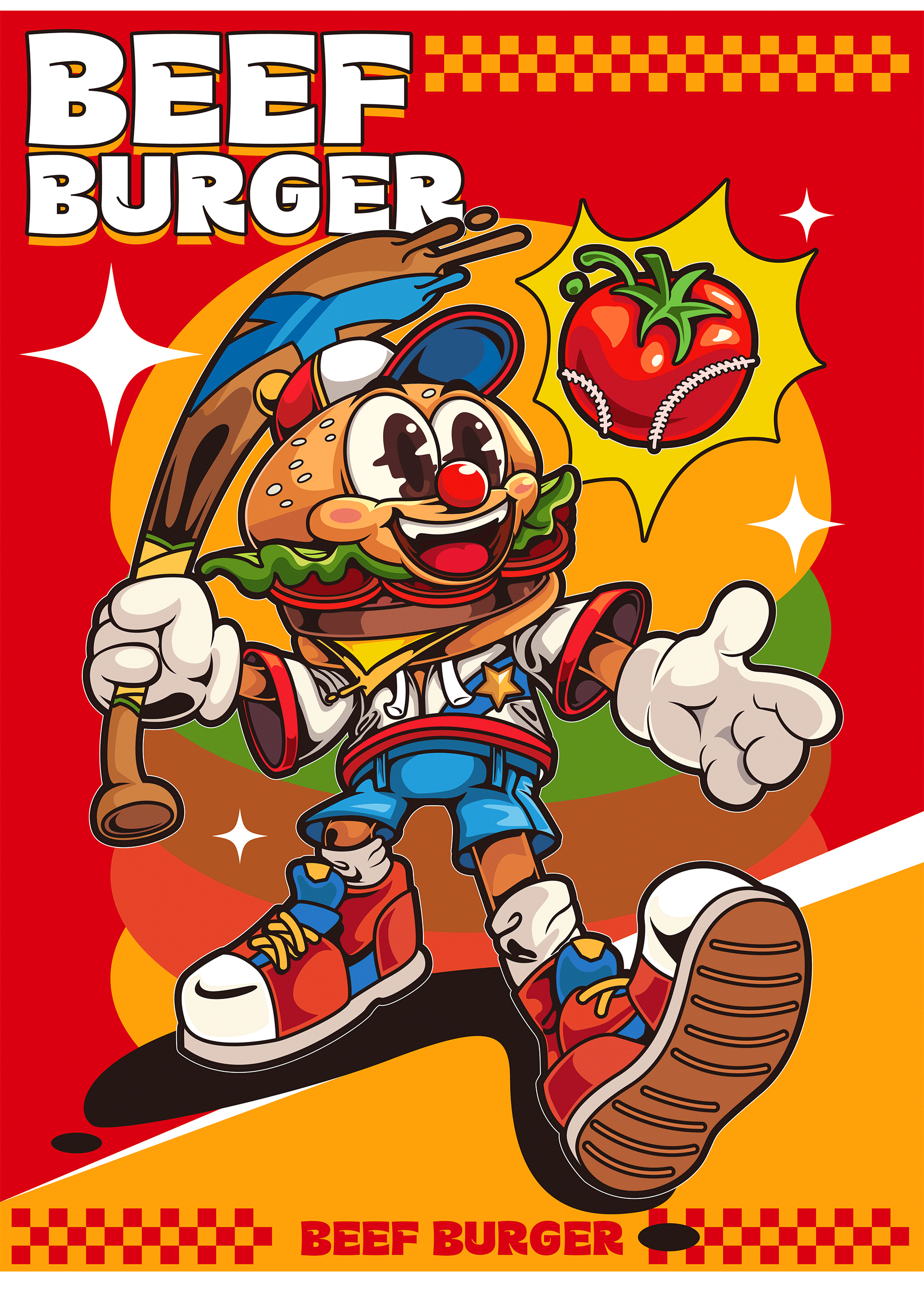 潮流汉堡店插画/矢量插画合集