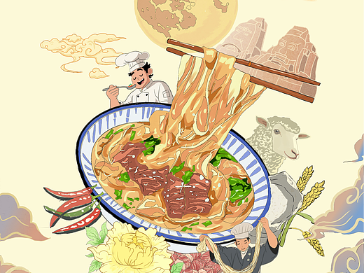 羊肉烩面插画练习（学生作业练习）