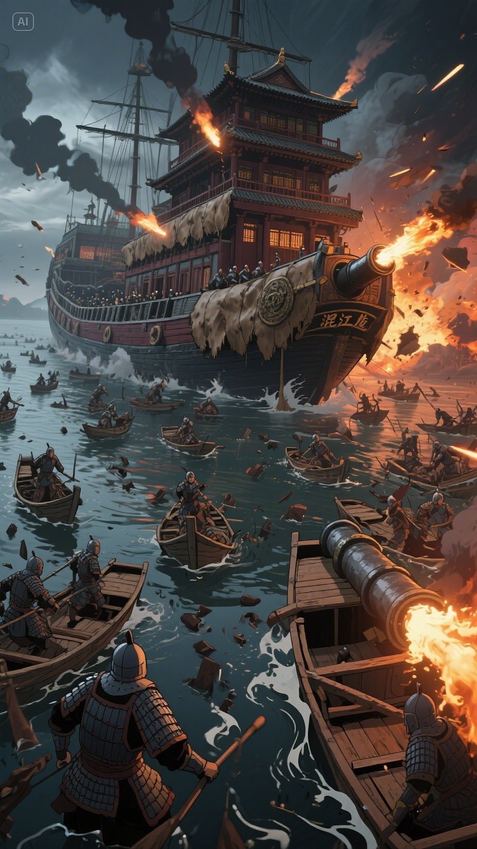 ai做的鄱阳湖水战插画