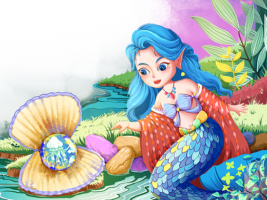 美人鱼原创插画