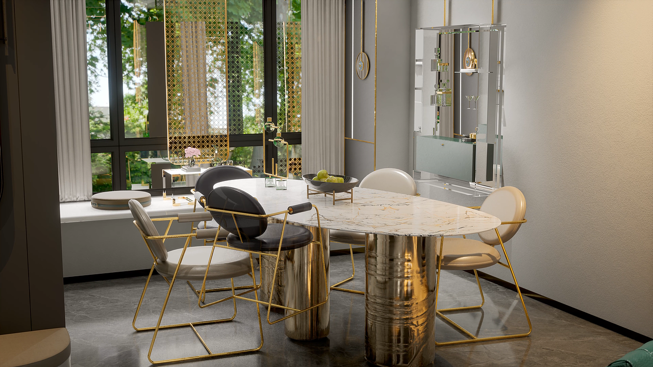 餐厅从毛坯到软装,室内家装图形动画演示2 !